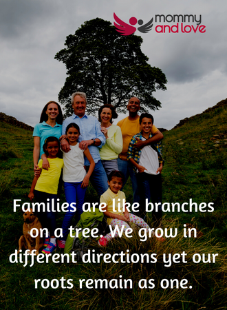 Families are like branches on a tree. We grow in different directions yet our roots remain as one.